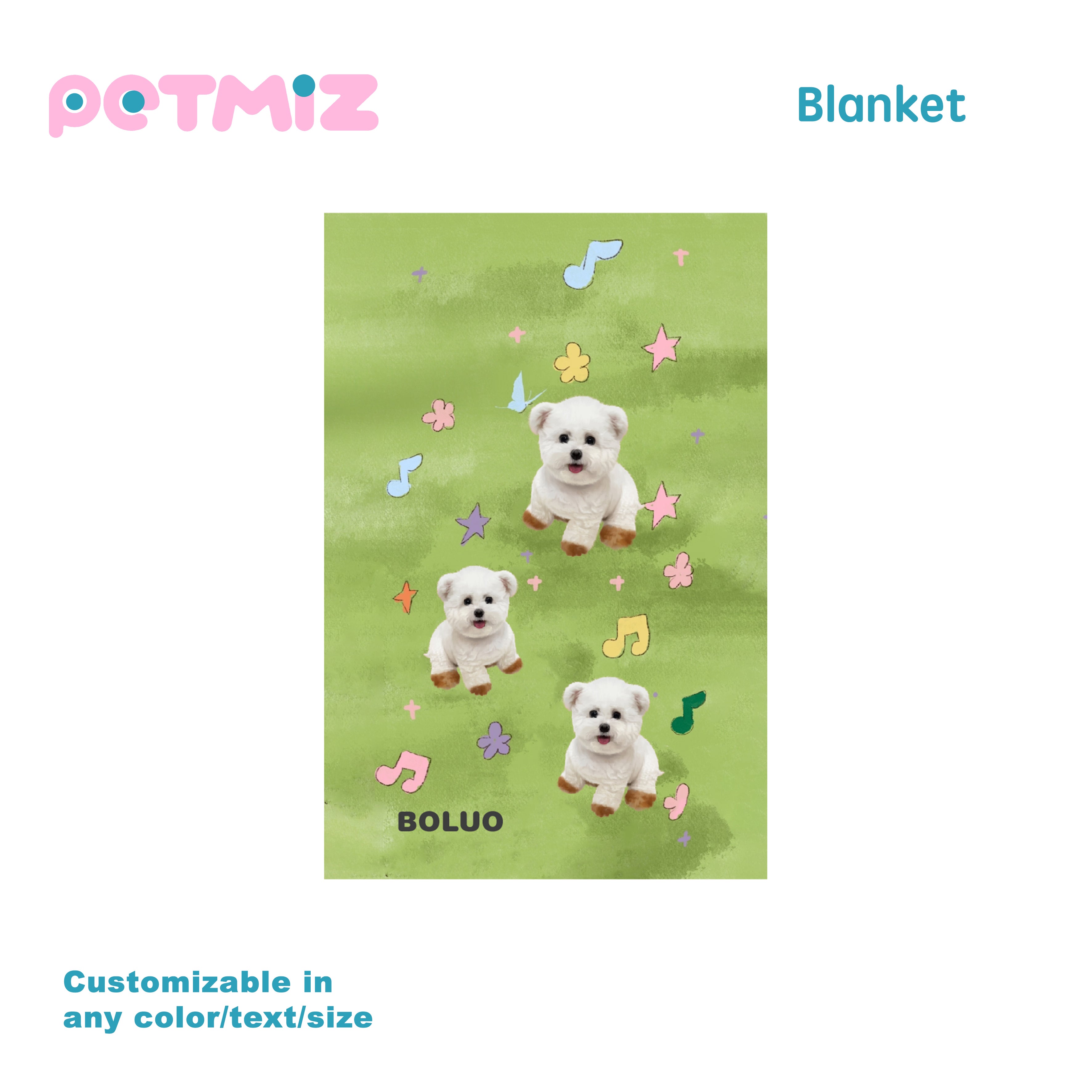 PETMIZ Pet Portrait Flannel Blanket